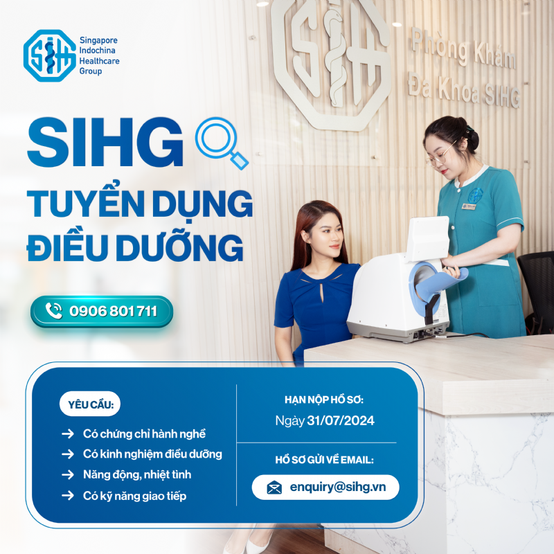 🔥SIHG TUYỂN DỤNG ĐIỀU DƯỠNG (SL: 03)