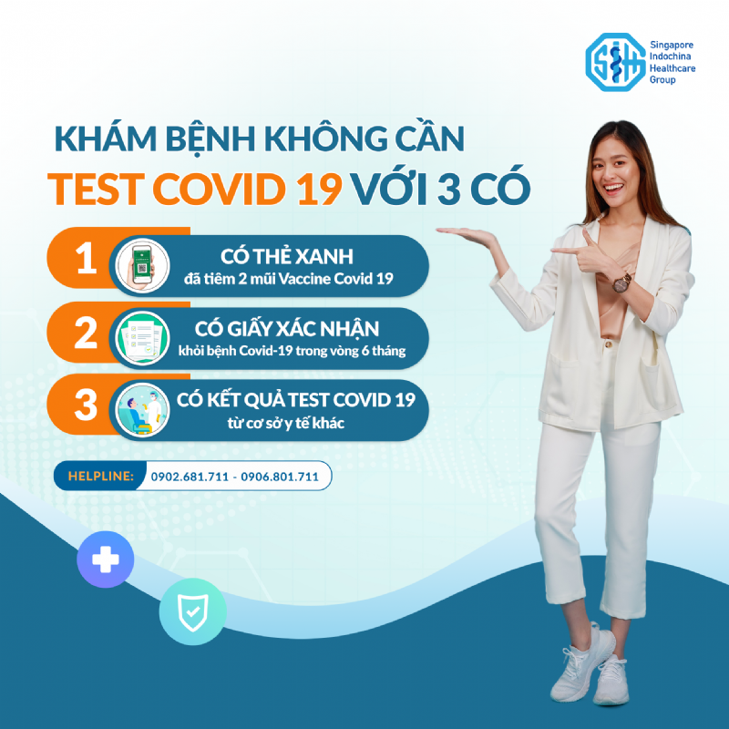 KHÁM BỆNH KHÔNG CẦN TEST SÀNG LỌC COVID 19 VỚI 3 CÓ