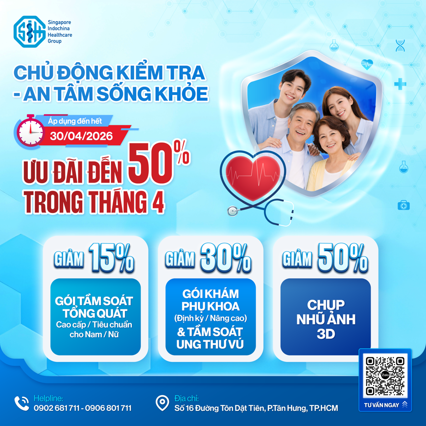 Chủ động kiểm tra - An tâm sống khỏe ưu đãi đến 50% trong tháng 4
